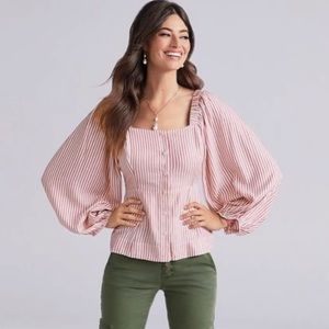 Cabi Carnival Red Striped Top